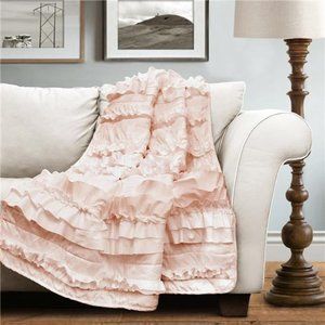 Lush Décor Belle Throw, 60 inch x 50 inch, Pink Blush, 60" X 50"
